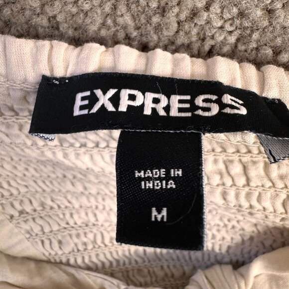 Express Womens Peasant Blouse M Embroidered Balloon Sleeves Sweetheart Neckline - Picture 5 of 6